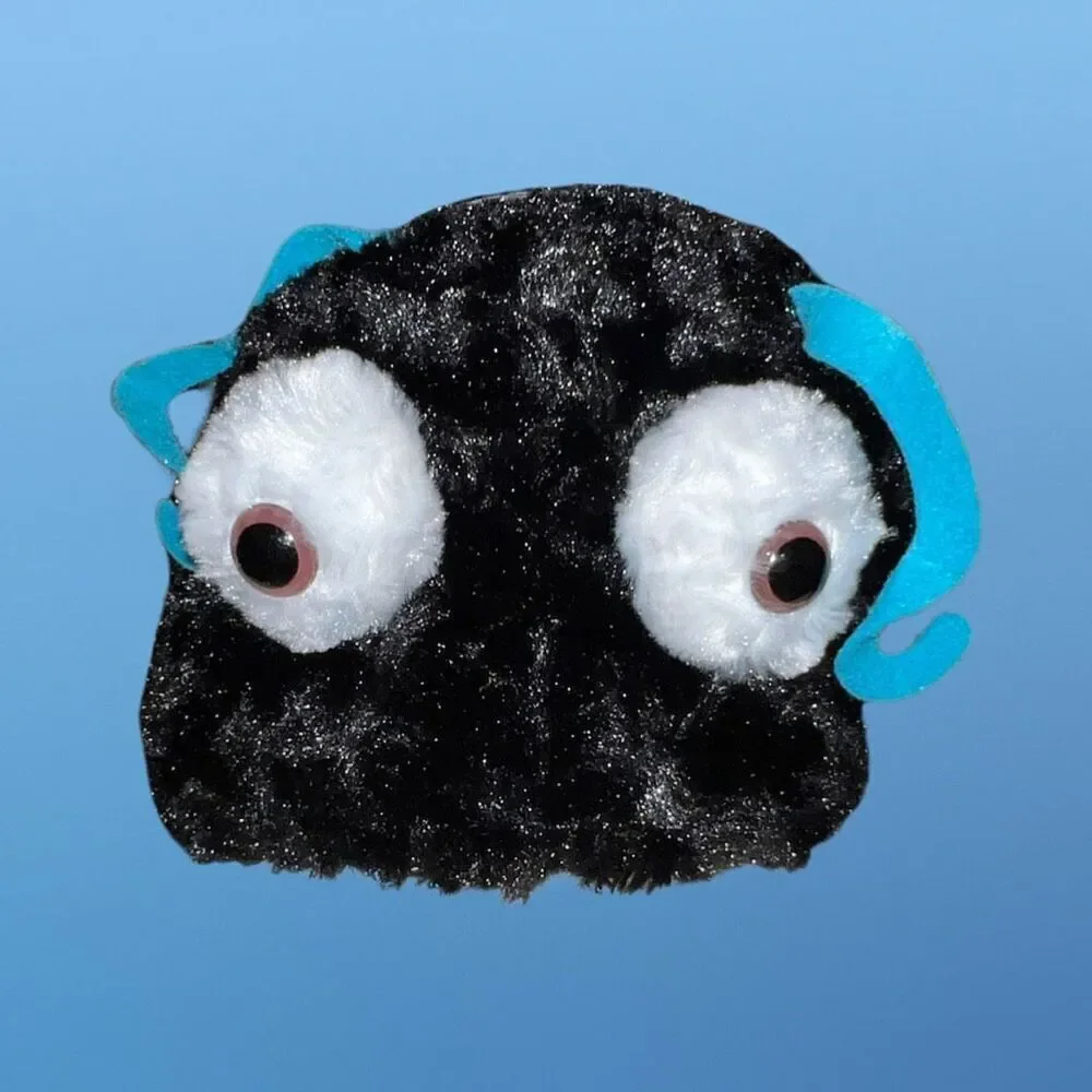 Infant Black Googly Eyes Plush Chin Strap Winter Hat